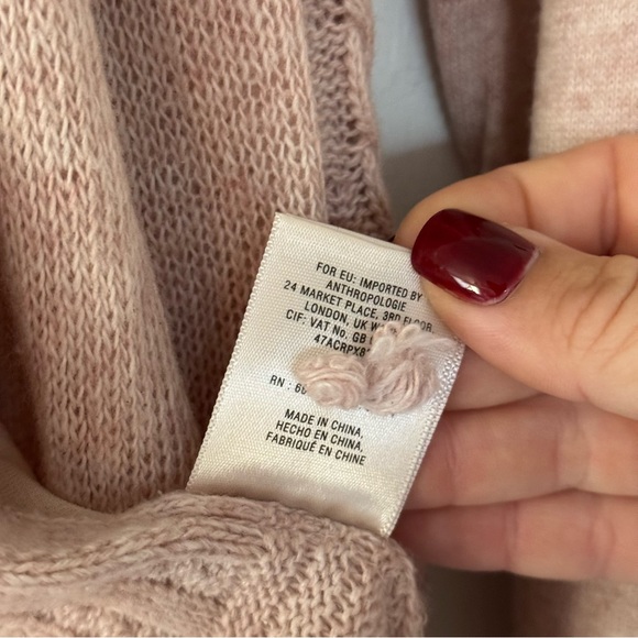 Anthropologie - Knitted & Knotted Cashmere Blend Light Pink Cardigan Sweater - Picture 12 of 12